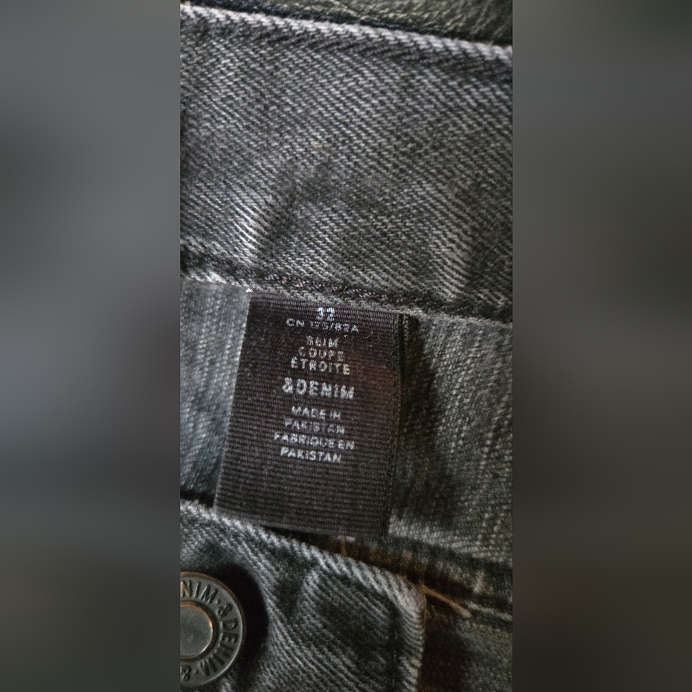 & Denim Men's Slim Straight Jeans Gray/black Sz32 - Picture 6 of 9